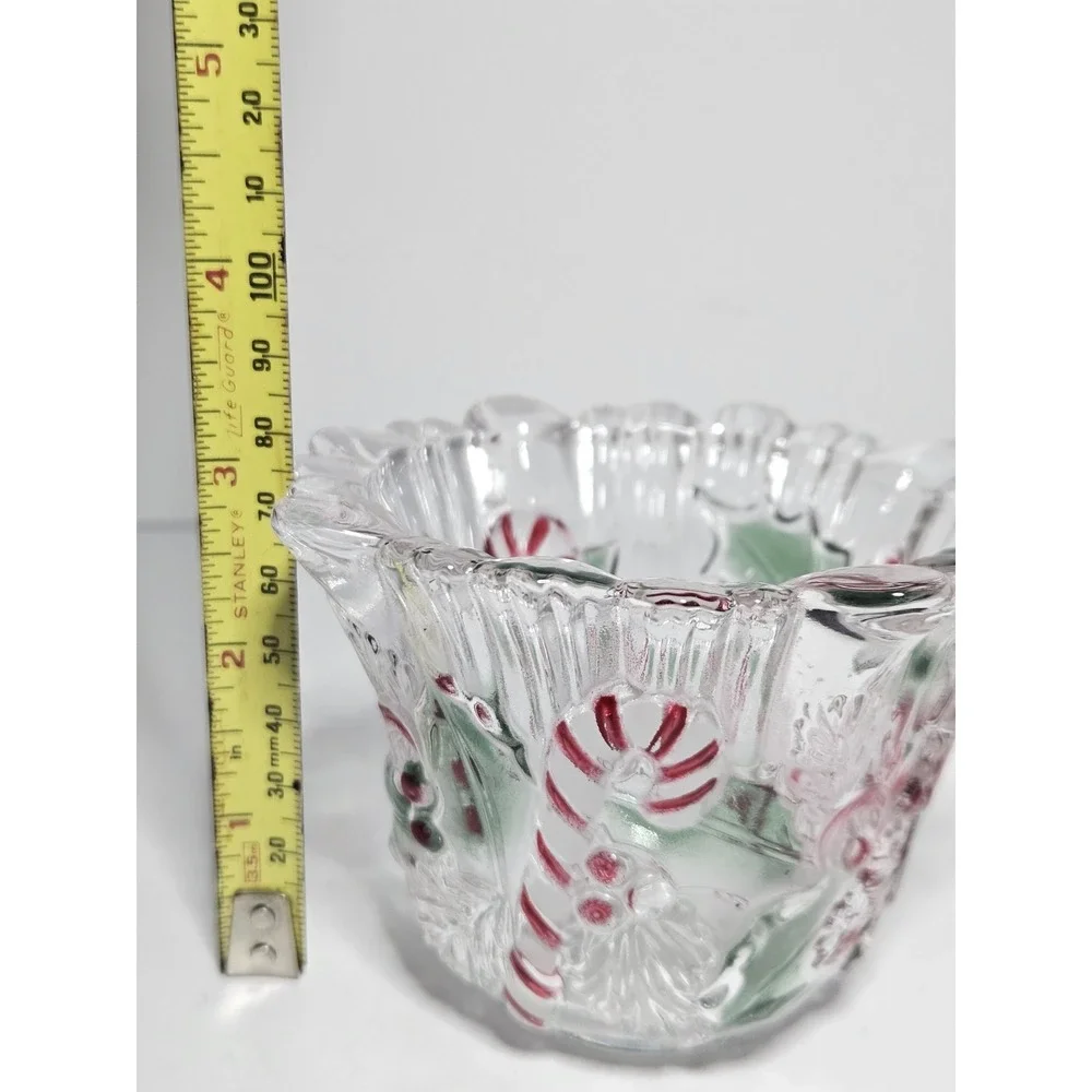 Mikasa Celebrations Festive Wreath Crystal Christmas Votive Candle Holder Candy